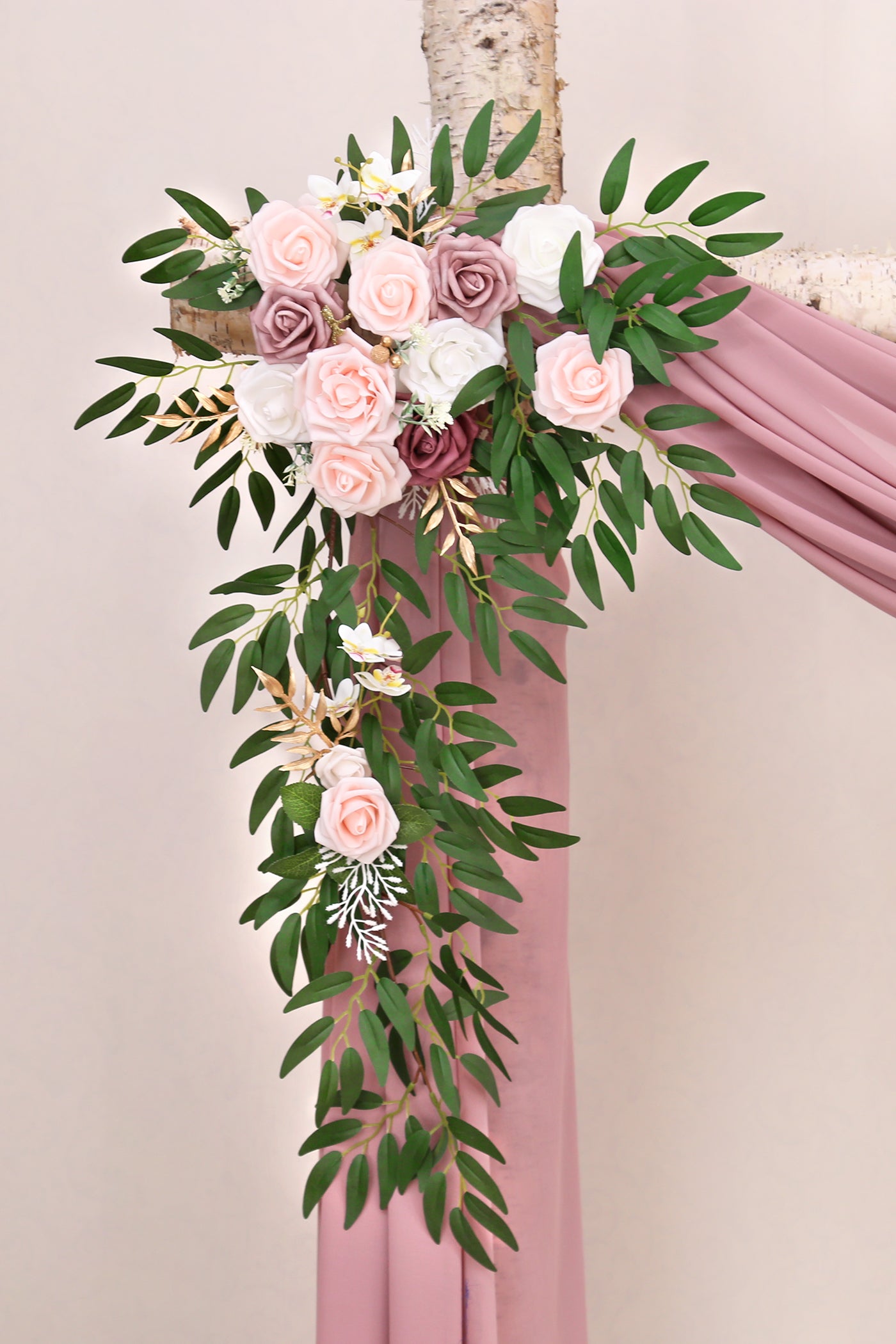 DORIS HOME Artificial Flower Swag Pink and Mauve for Wedding Ceremony Sign Floral Decoration - Pack of 2