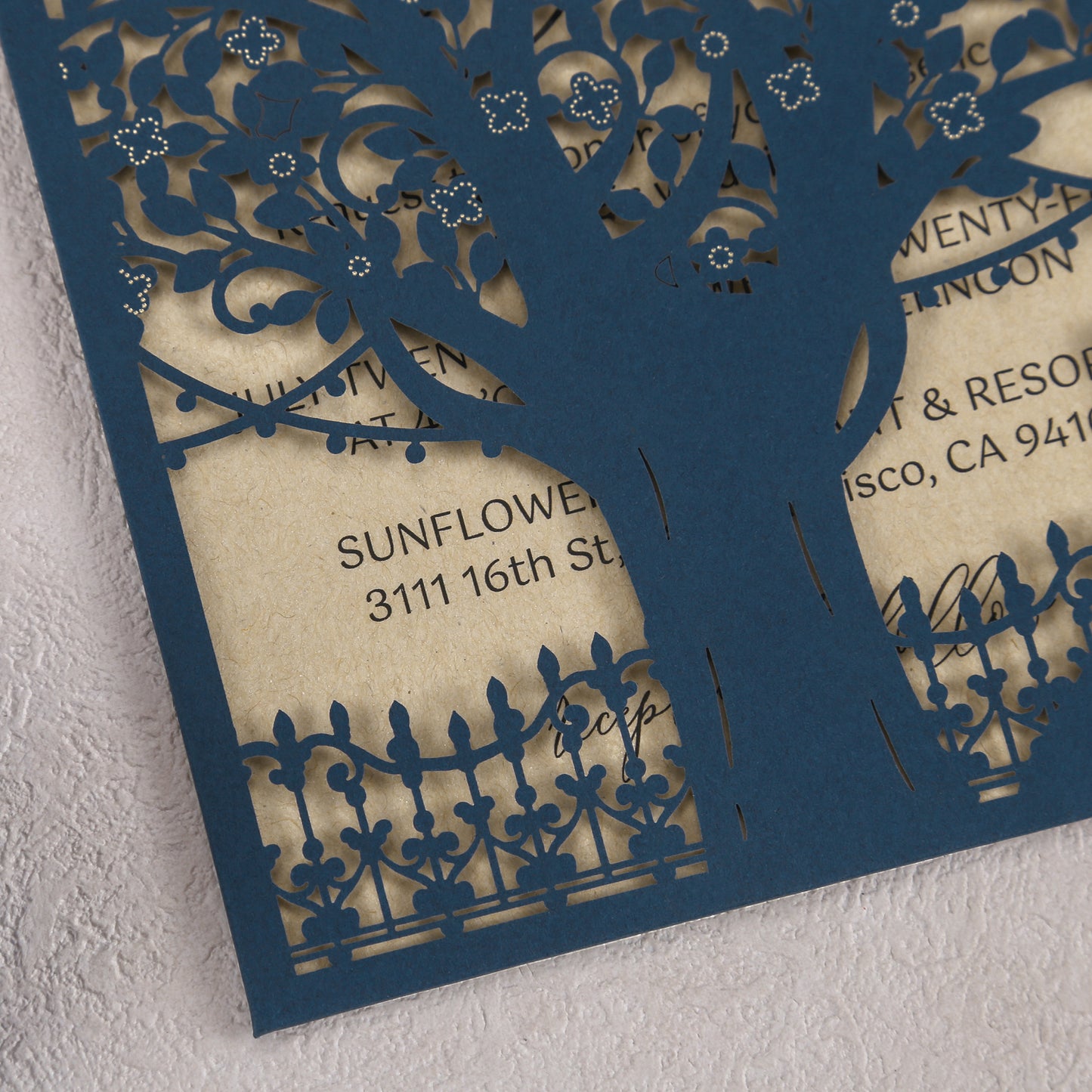 Laser Cut Wedding Invitations with Envelopes Navy Blue, Kraft Paper Invitation Cards for Wedding, Invitations with Envelopes