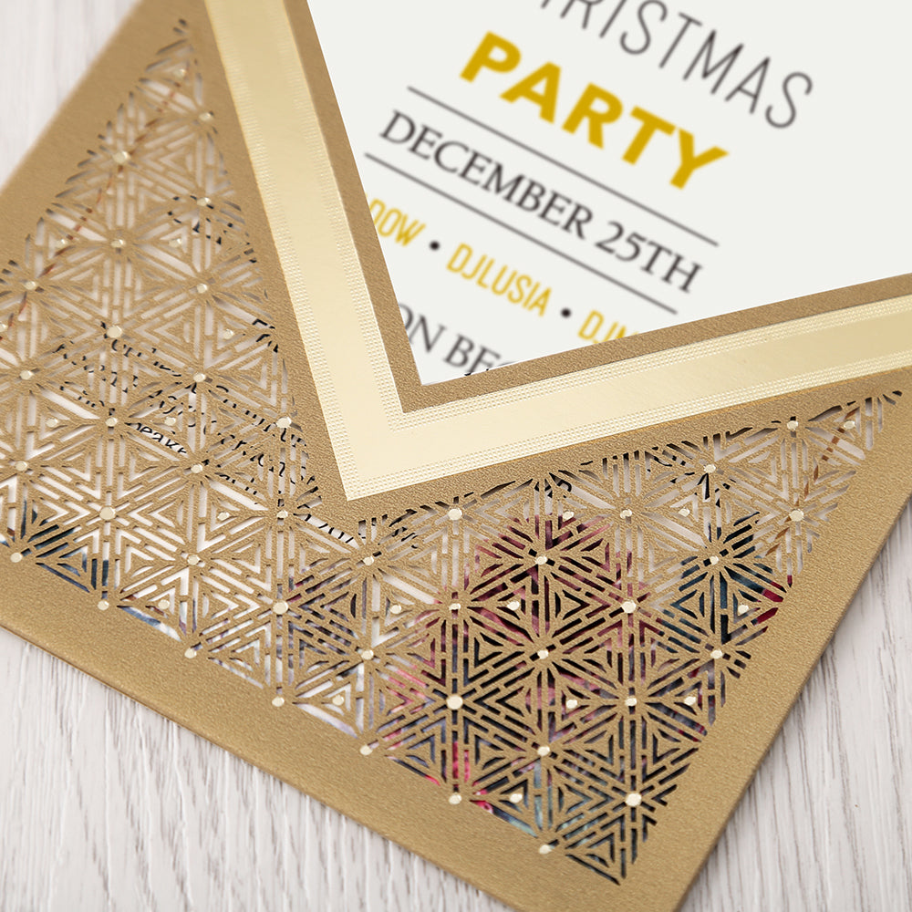 Gold Floral Laser cut invitation cards for Wedding, Anniversary, Quinceanera - DorisHome