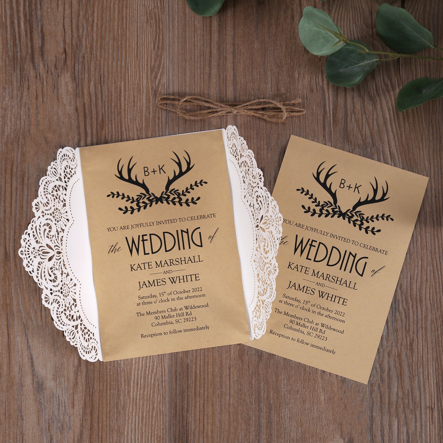 Brown paper Laser Cut Wedding invitation,Invitations