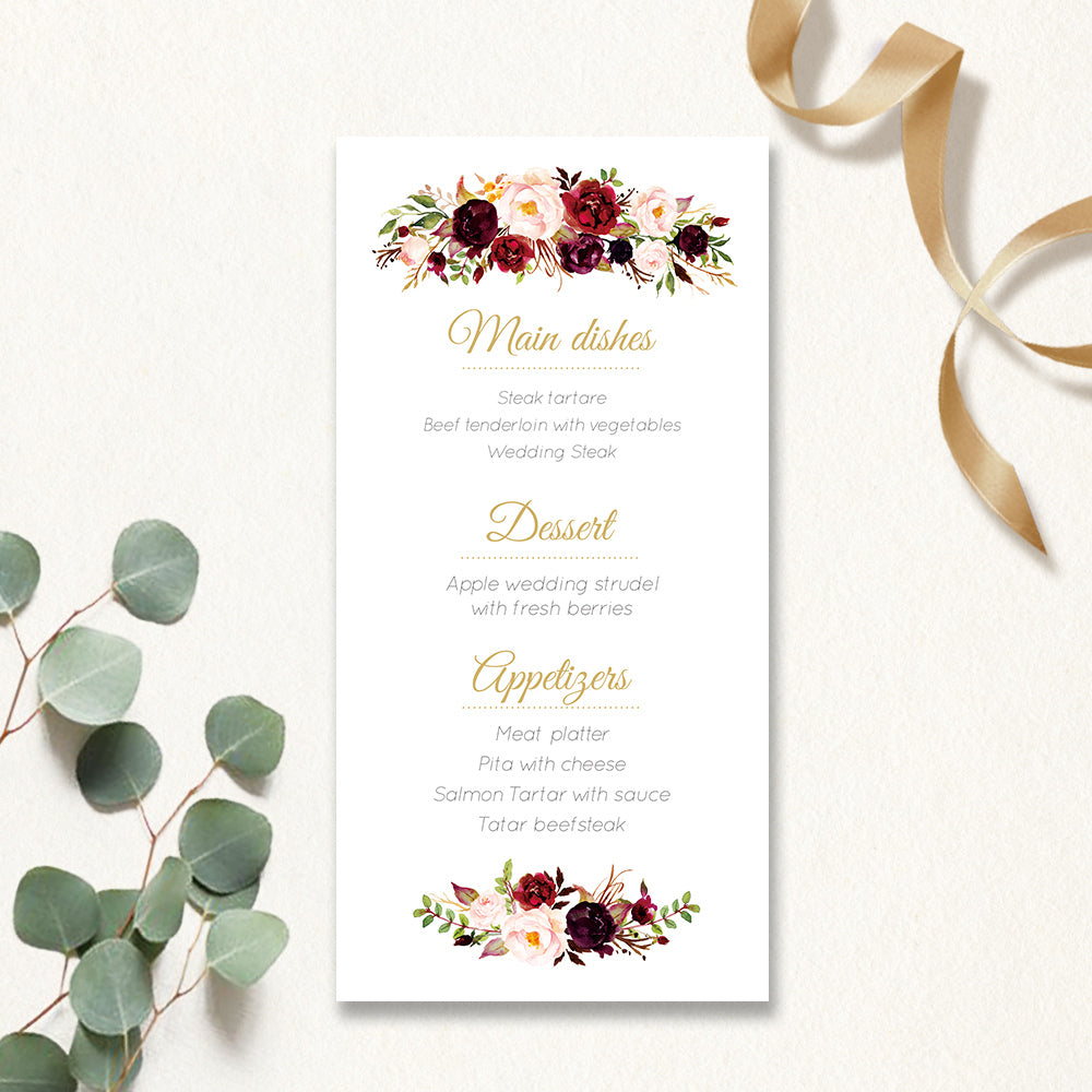 Pearl Pink Rose Menu Cards - DorisHome