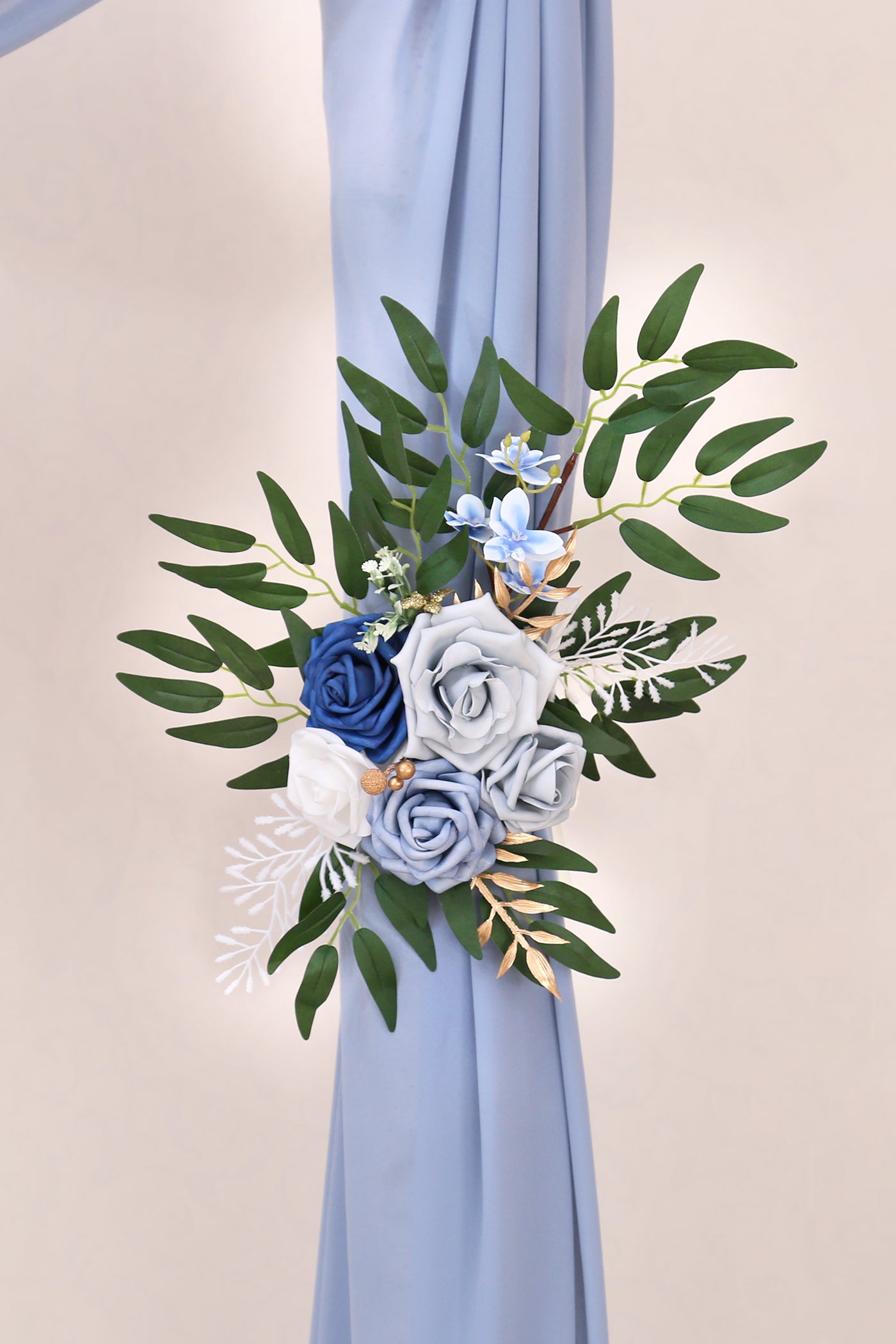 DORIS HOME Artificial Flower Swag Blue and White for Wedding Ceremony Sign Floral Decoration - Pack of 2