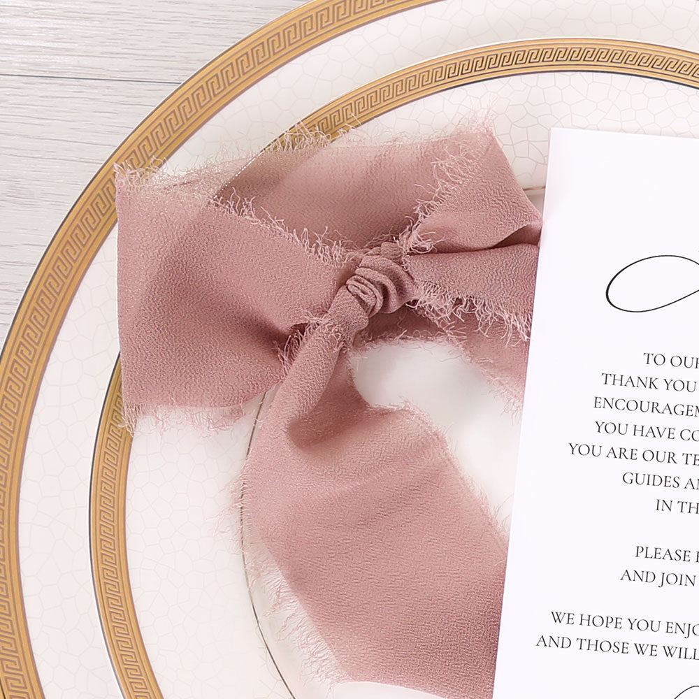 Thank You Place Setting Cards With Mauve Chiffon Ribbon - DorisHome