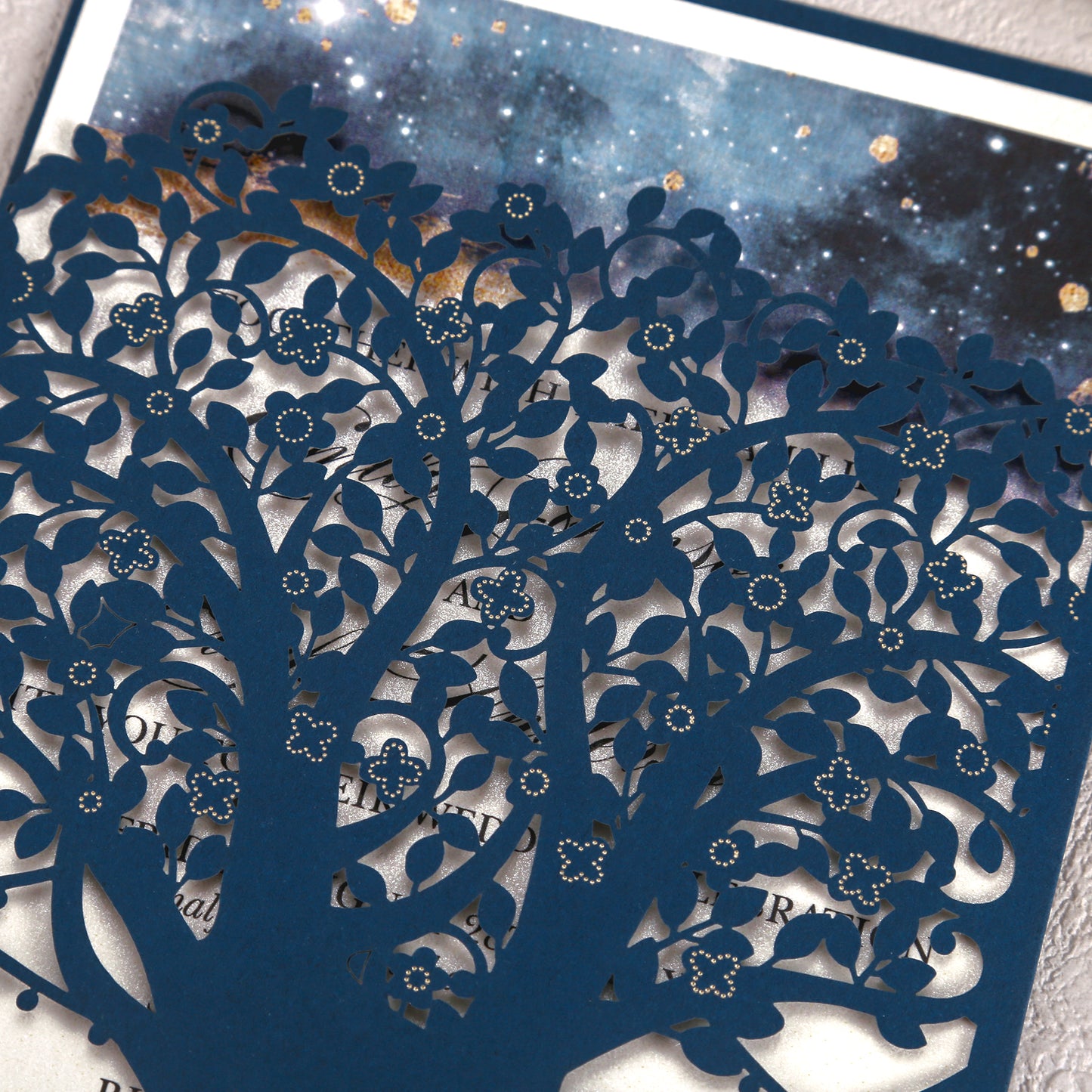 Laser Cut Wedding Invitations with Envelopes Navy Blue, Personalized Pearlized inserts Invitation Cards for Wedding, Invitations with Envelopes