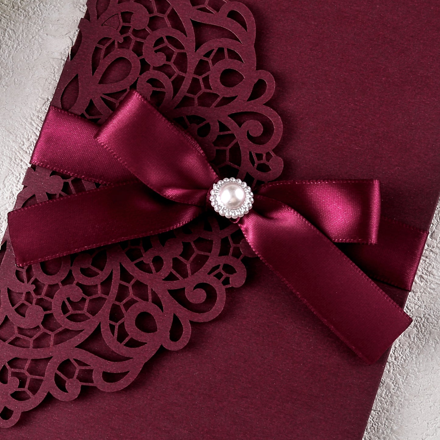 4.7 x7 inch Burgundy Laser Cut Hollow Rose Wedding Invitations Cards with Envelopes for Wedding Party