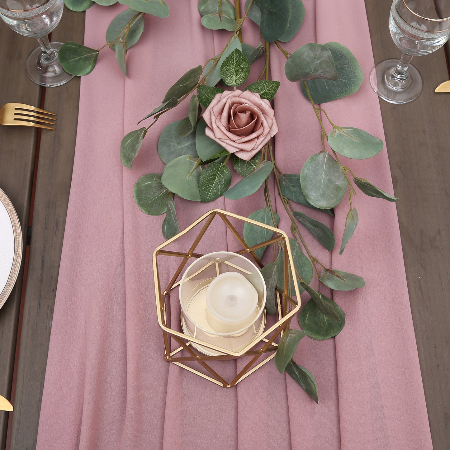 Doris Home 1pc 27x120inches 10ft Mauve Chiffon Table Runner Tulle Extra Long Sheer Decoration With Ivory Ribbon For Romantic Wedding Reception Bridal Baby Shower Holiday Party - DorisHome
