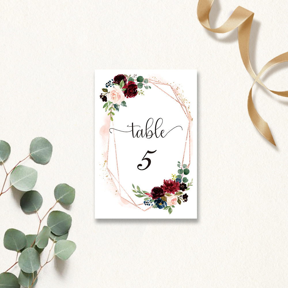 Burgundy rose Table Cards - DorisHome