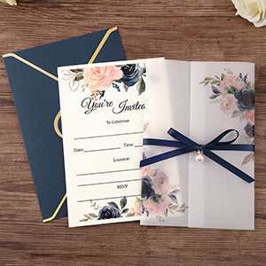 Pocket Navy  Wedding Invitations Greeting Cards - DorisHome