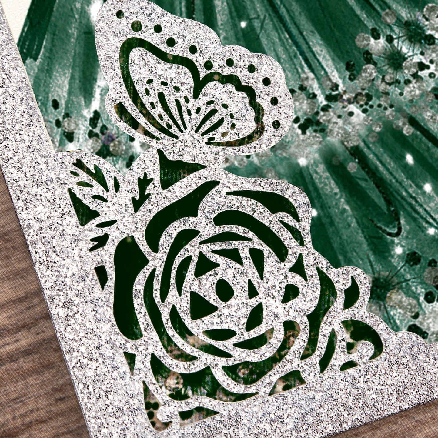 Silver with Hollow Butterflies Invitations Greeting Cards For Quinceanera