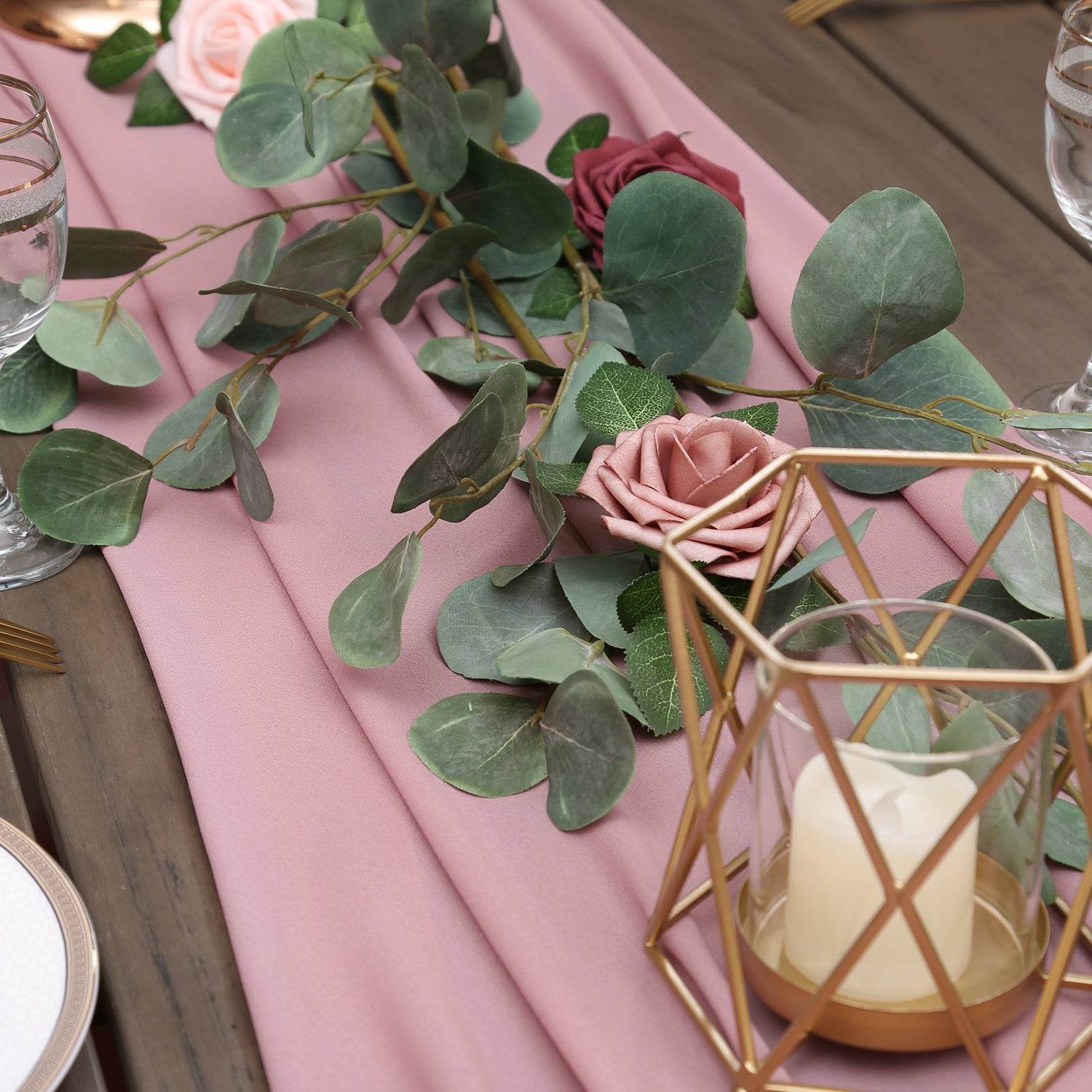 Doris Home 1pc 27x120inches 10ft Mauve Chiffon Table Runner Tulle Extra Long Sheer Decoration With Ivory Ribbon For Romantic Wedding Reception Bridal Baby Shower Holiday Party - DorisHome