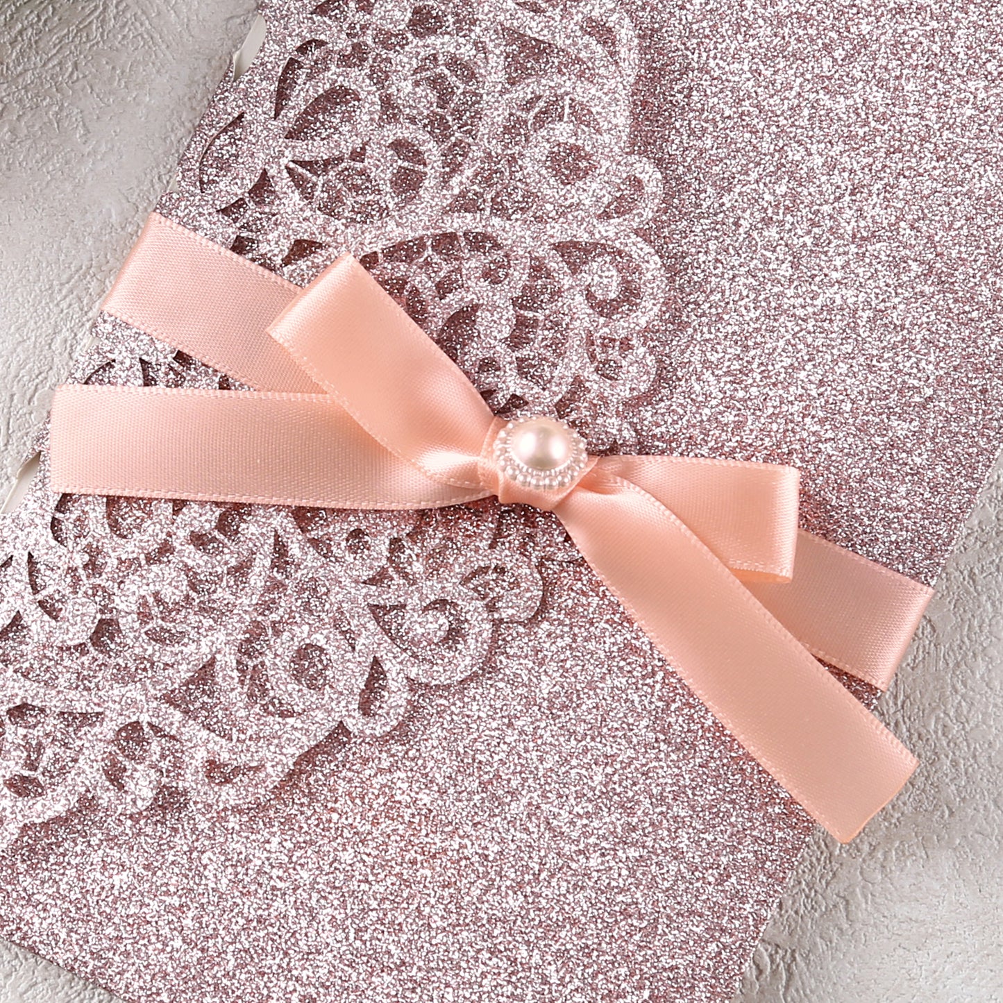 4.7 x7 inch Rose Gold Glitter Laser Cut Hollow Rose Quinceanera Invitations Cards with Envelopes for Quinceanera Party