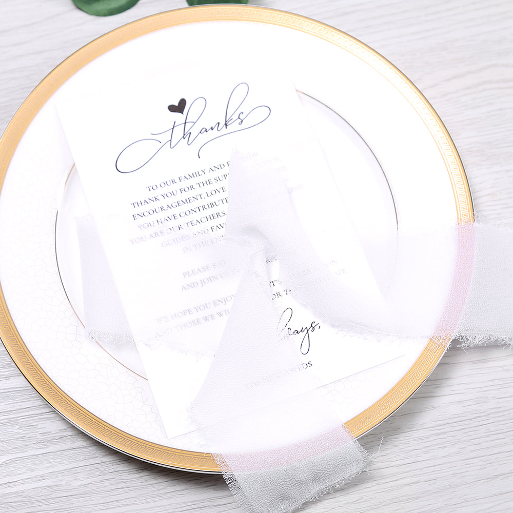 Handmade Fringe Chiffon Silk-Like Ribbon 2" x 7Yd Set of 3 Rolls Ribbons for Wedding Invitations, Bouquets, Gift Wrapping (3 Rolls White) - DorisHome