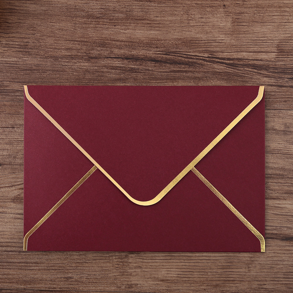 Pocket Burgundy Wedding Invitations Greeting Cards - DorisHome