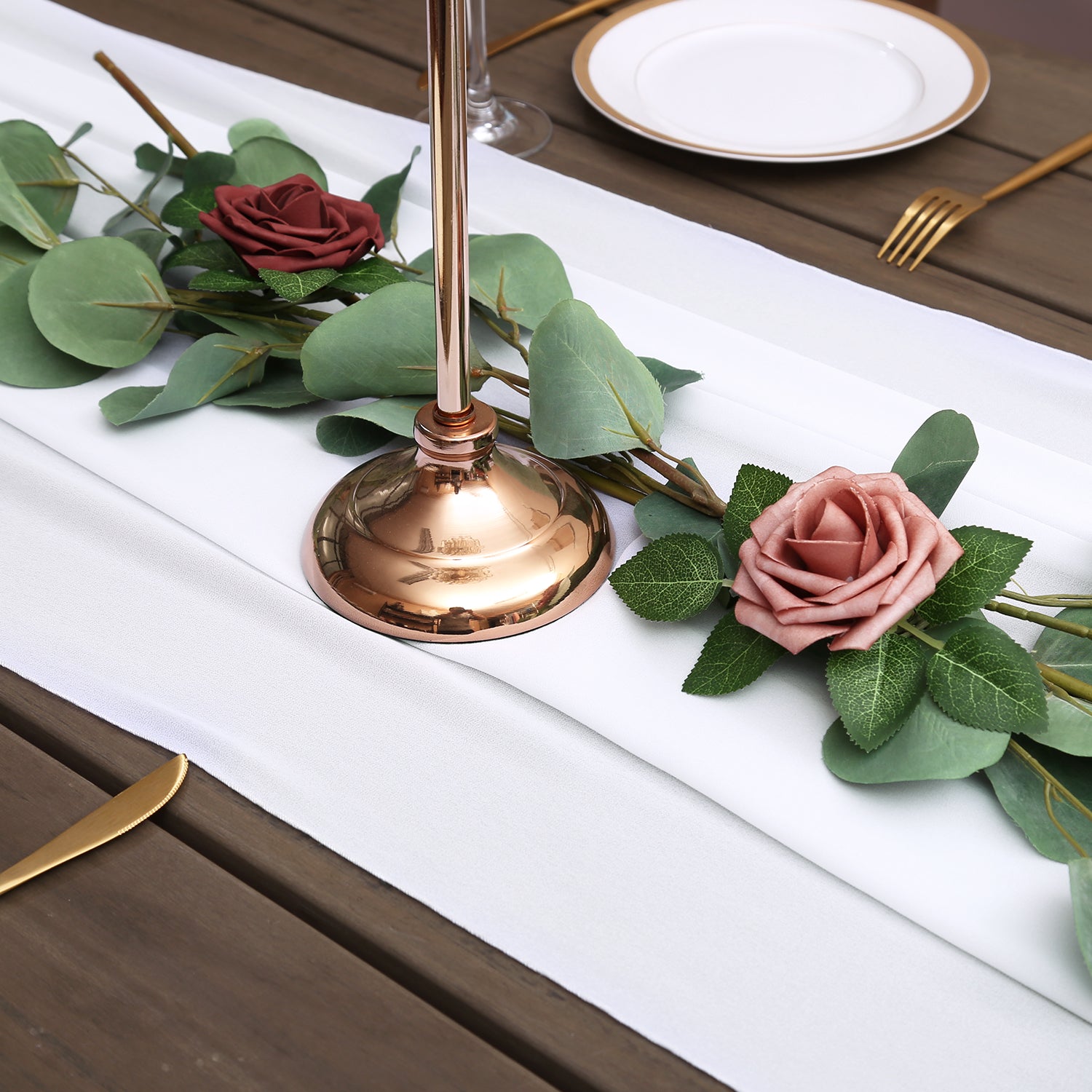 Doris Home 1pc 27x120inches 10ft White Chiffon Table Runner Tulle Extra Long Sheer Decoration With Ivory Ribbon For Romantic Wedding Reception Bridal Baby Shower Holiday Party - DorisHome