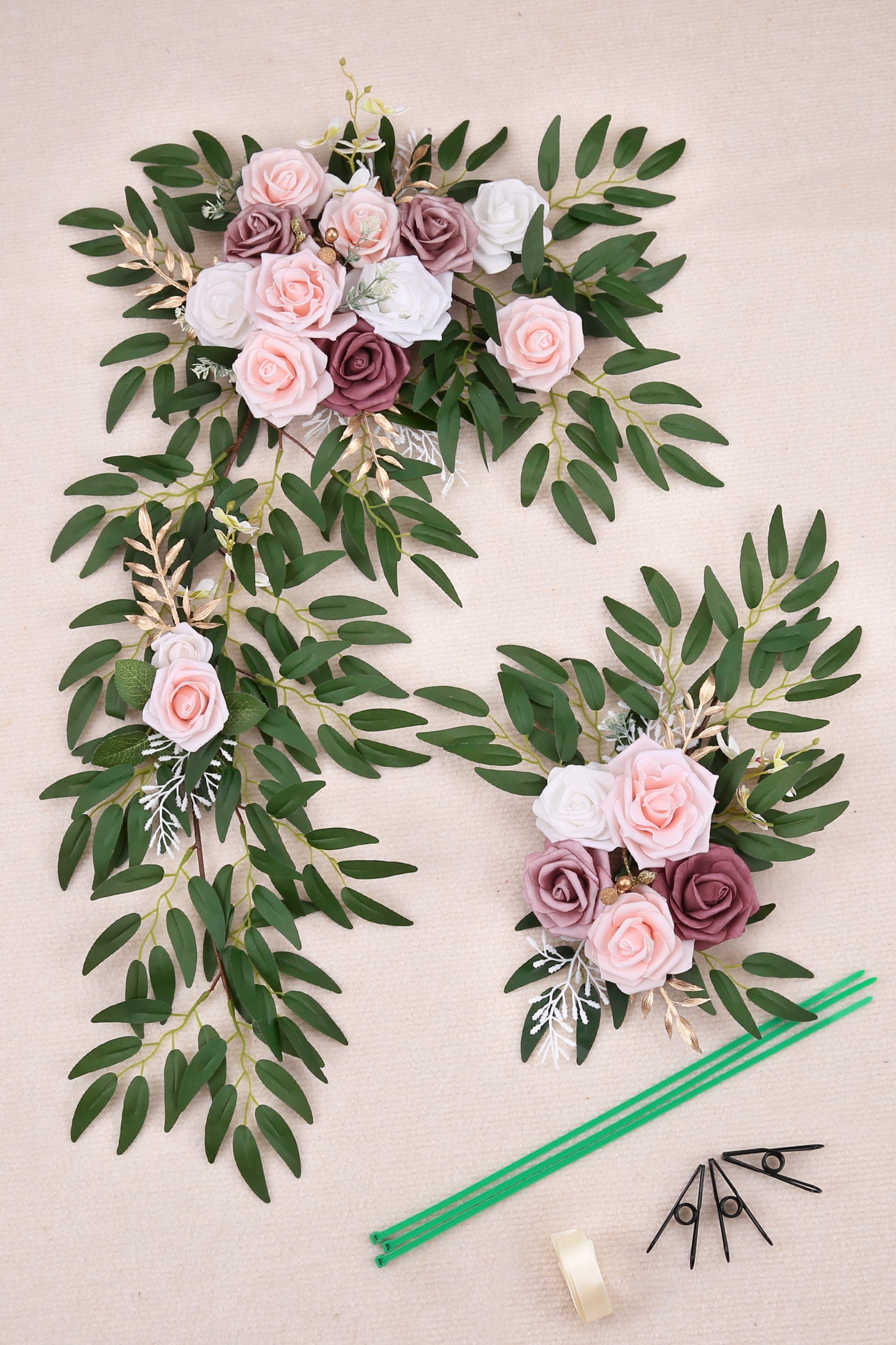 DORIS HOME Artificial Flower Swag Pink and Mauve for Wedding Ceremony Sign Floral Decoration - Pack of 2