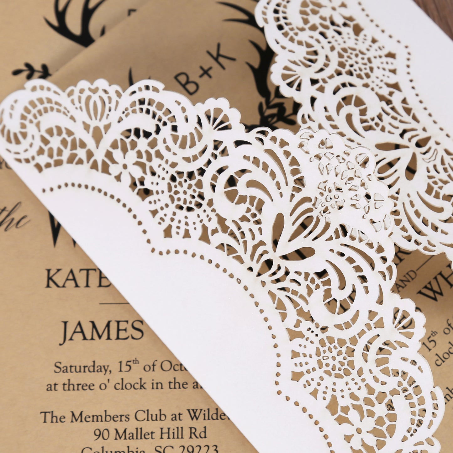 Brown paper Laser Cut Wedding invitation,Invitations