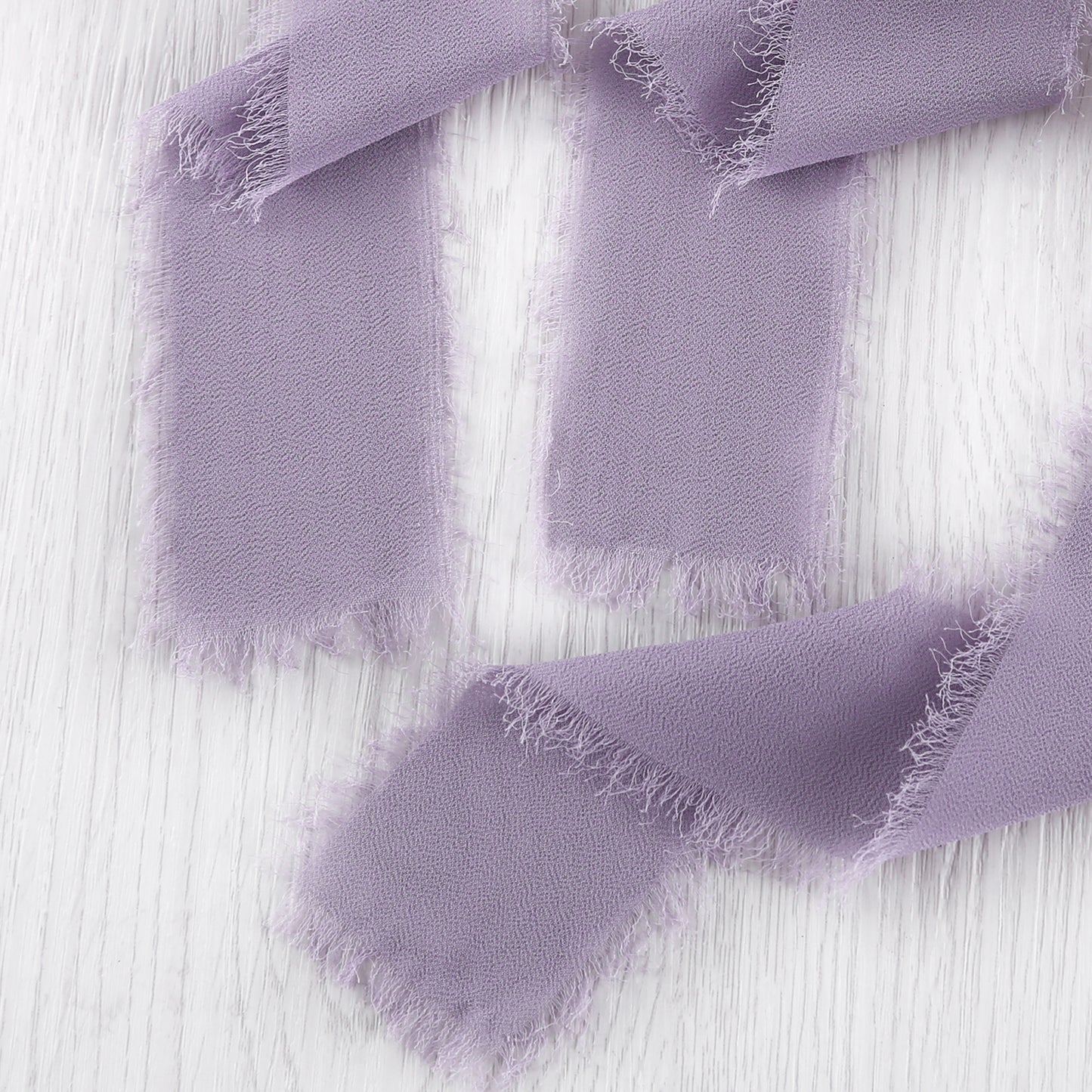 Handmade Fringe Chiffon Silk-Like Ribbon 2" x 7Yd Set of 3 Rolls Ribbons for Wedding Invitations, Bouquets, Gift Wrapping (3 Rolls Pastel Purple)