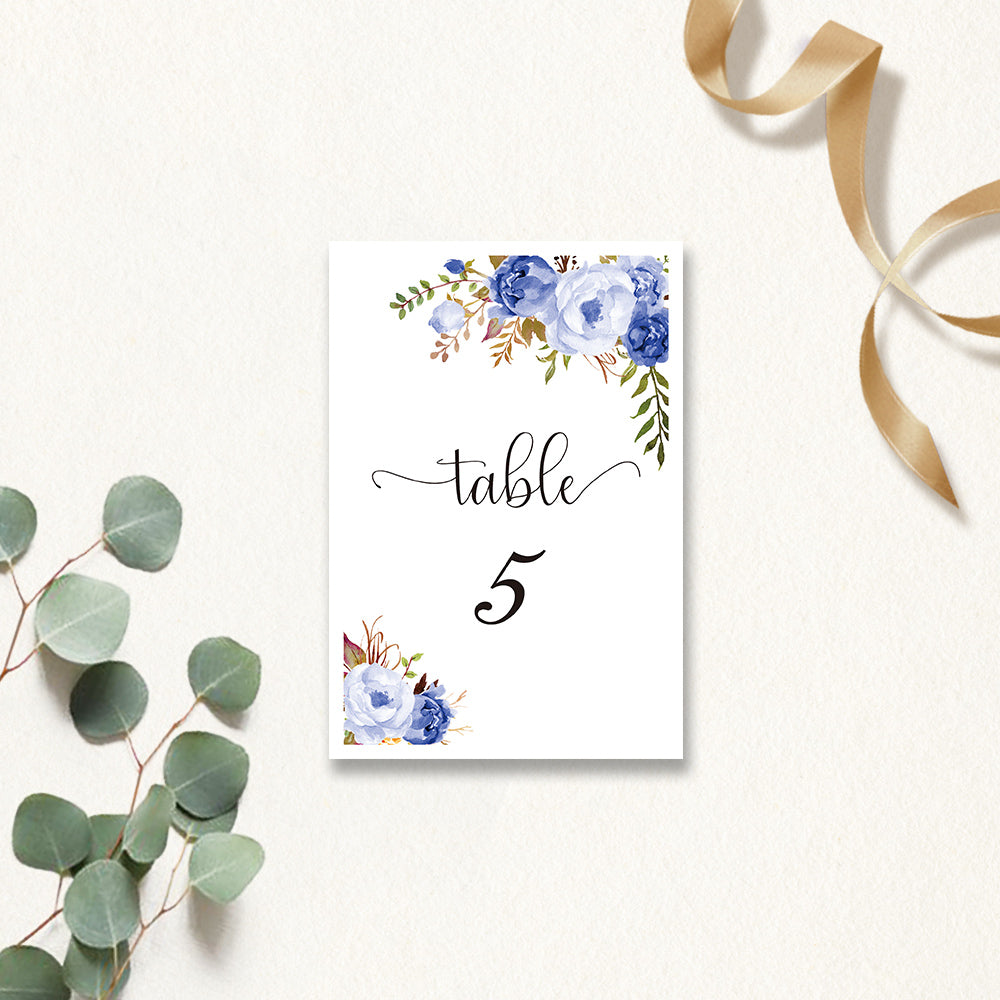 Navy peony flora Table Cards - DorisHome