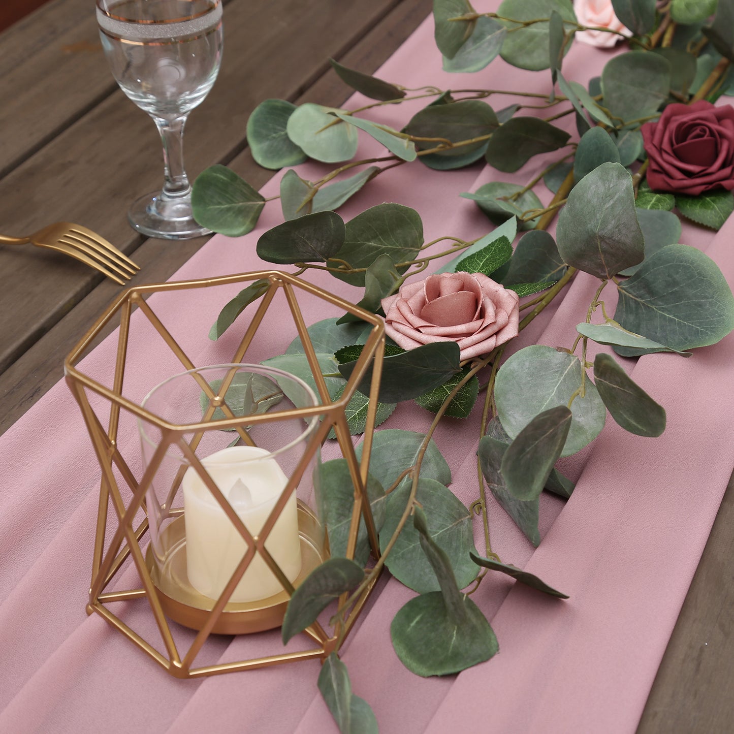 Doris Home 1pc 27x120inches 10ft Mauve Chiffon Table Runner Tulle Extra Long Sheer Decoration With Ivory Ribbon For Romantic Wedding Reception Bridal Baby Shower Holiday Party - DorisHome