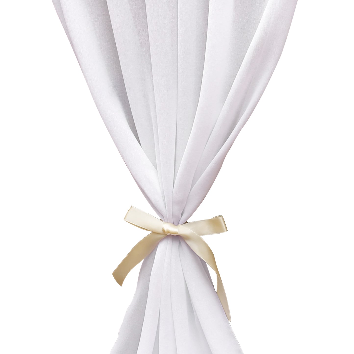 Doris Home 1pc 27x120inches 10ft White Chiffon Table Runner Tulle Extra Long Sheer Decoration With Ivory Ribbon For Romantic Wedding Reception Bridal Baby Shower Holiday Party - DorisHome