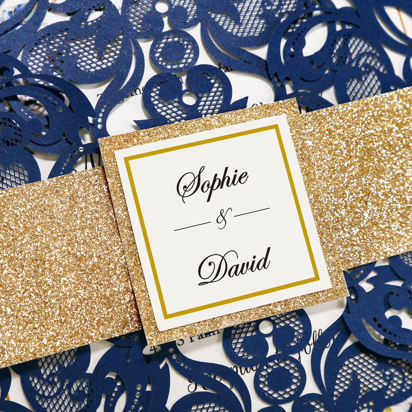Square Blue Wedding Invitations for Wedding, Bridal Shower, Dinner, Party