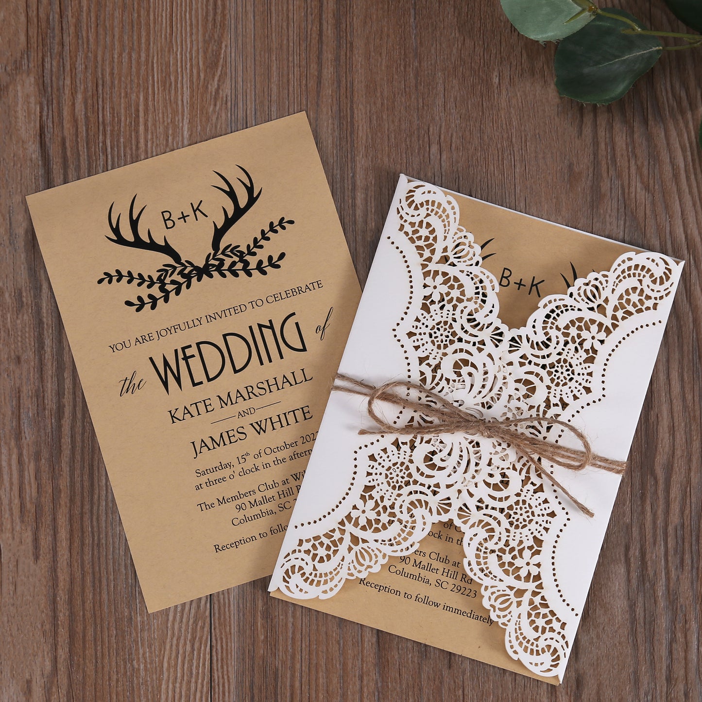 Brown paper Laser Cut Wedding invitation,Invitations