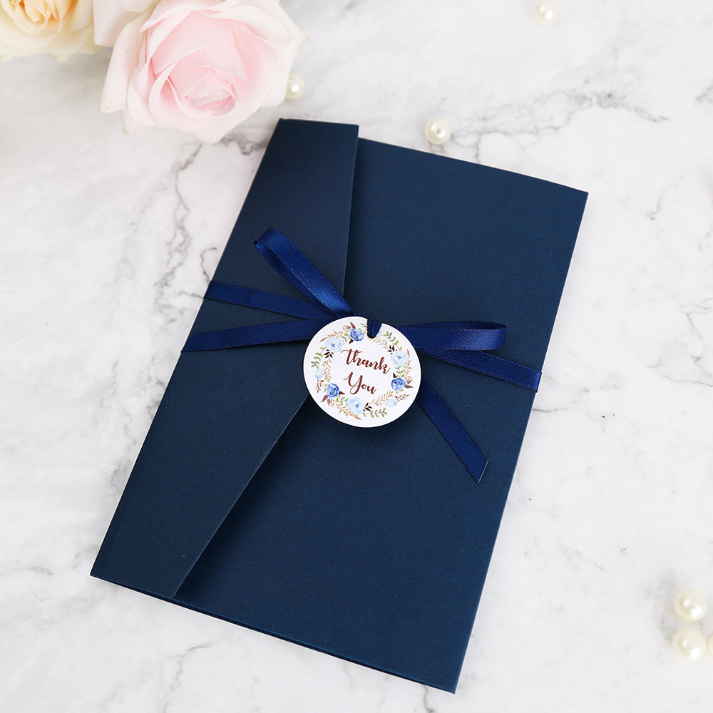 Pocket Blue Wedding Invitations Greeting Cards - DorisHome