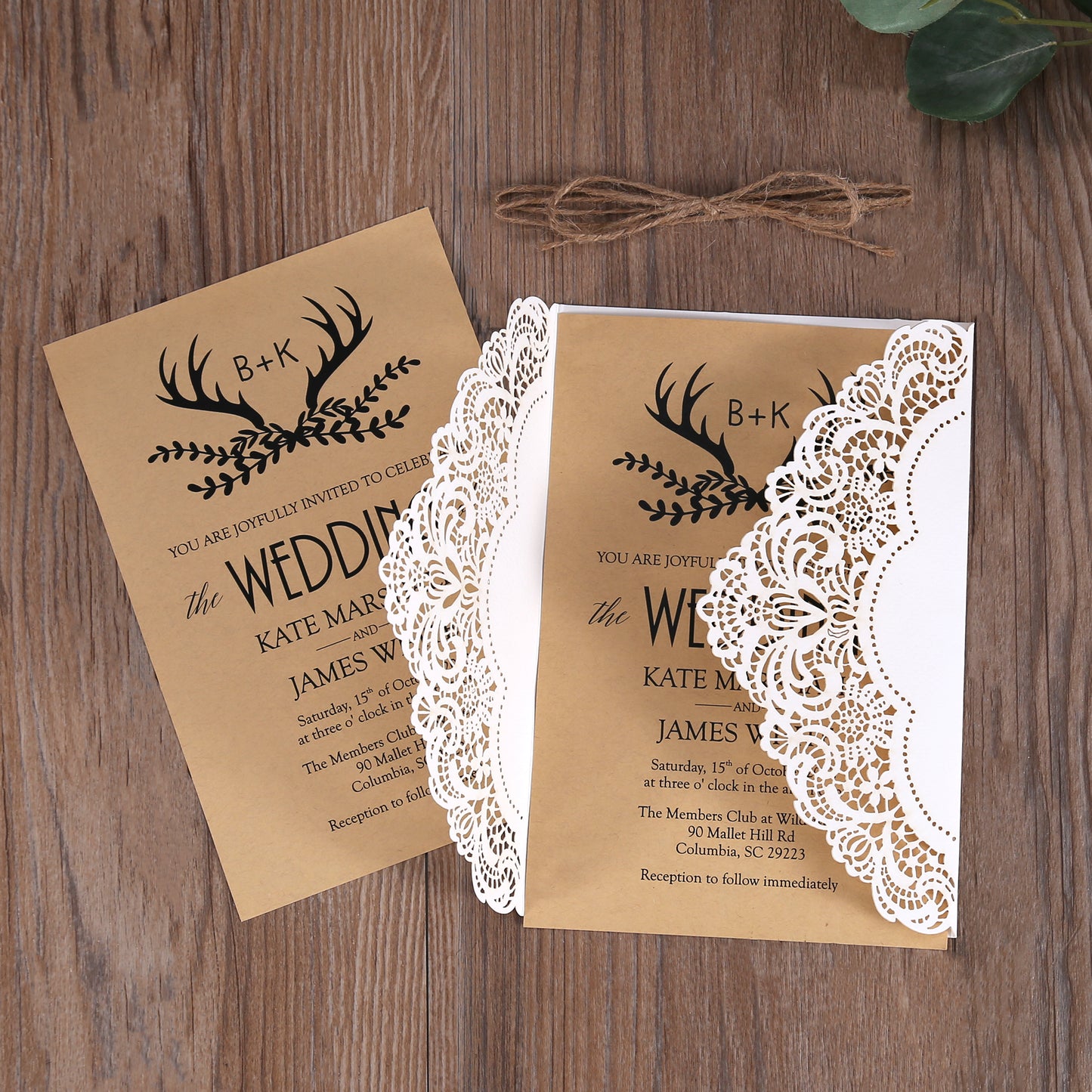 Brown paper Laser Cut Wedding invitation,Invitations