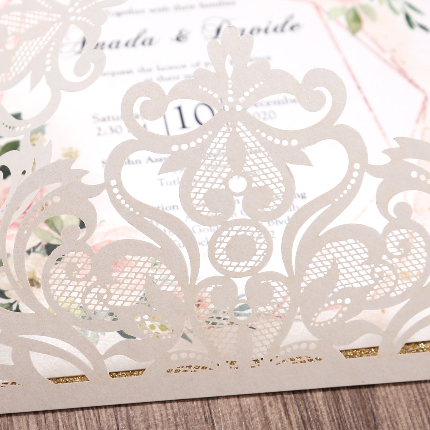 Square Gold Wedding Invitations for Wedding, Bridal Shower, Dinner, Party