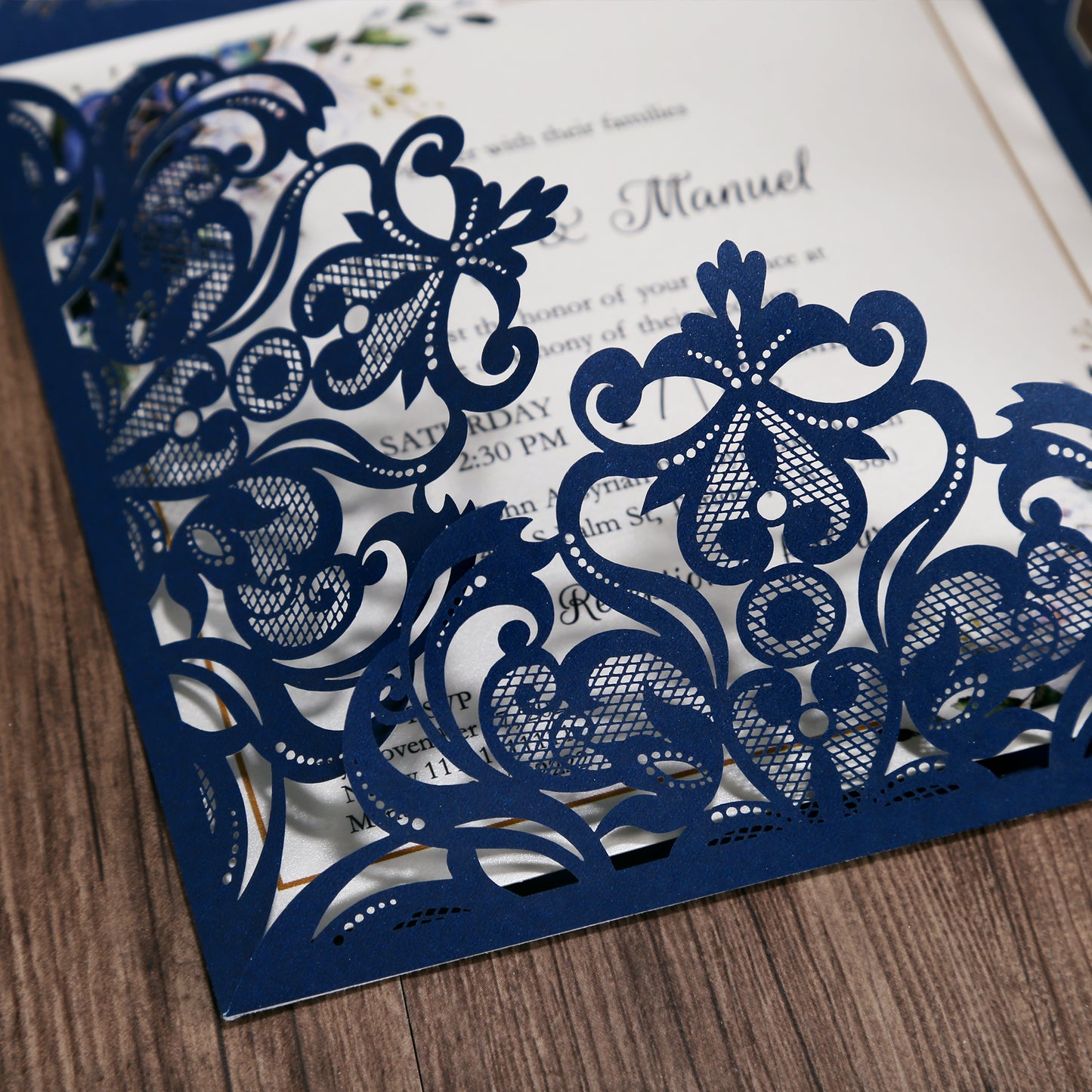 Square Blue Wedding Invitations for Wedding, Bridal Shower, Dinner, Party