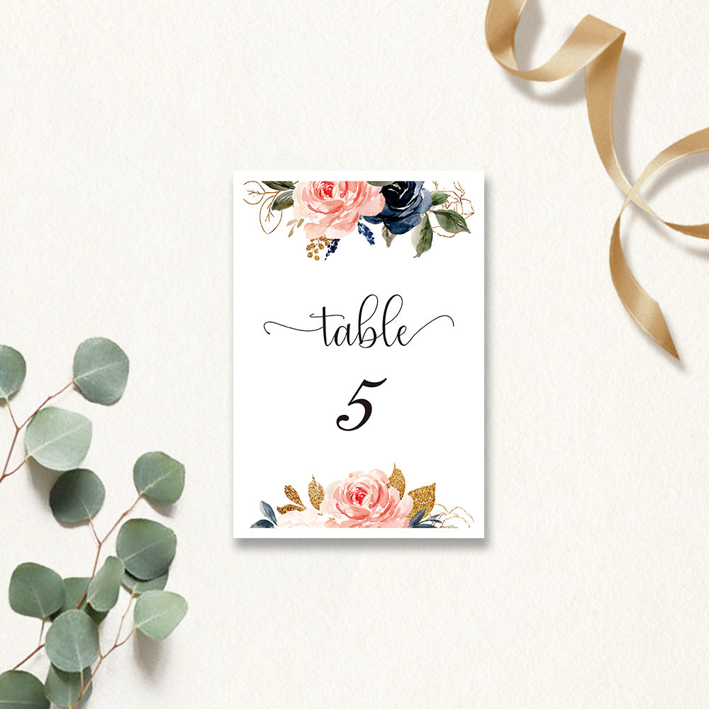 Blushing Pink Rose Table Cards - DorisHome