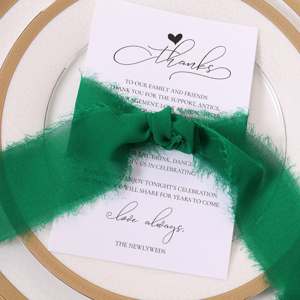 Handmade Fringe Chiffon Silk-Like Ribbon 2" x 7Yd Set of 3 Rolls Ribbons for Wedding Invitations, Bouquets, Gift Wrapping (3 Rolls Light Green) - DorisHome