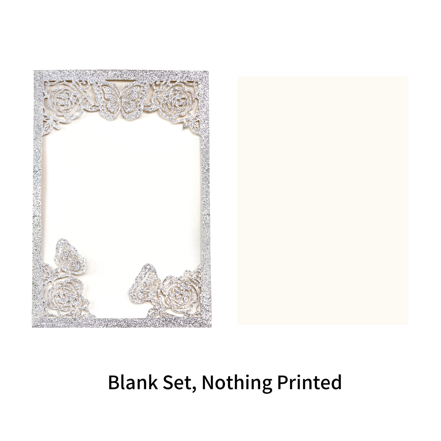 Silver with Hollow Butterflies Invitations Greeting Cards For Quinceanera