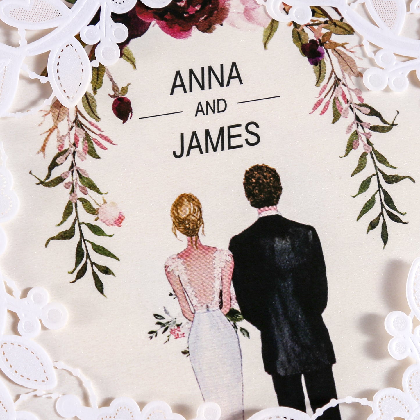 Ivory Square Hollow Flora Wedding Invitation