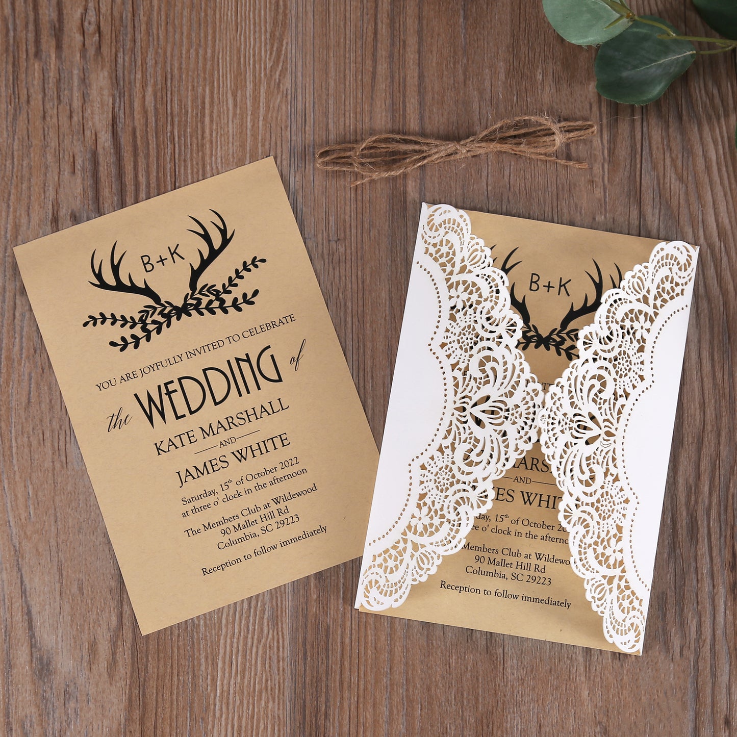 Brown paper Laser Cut Wedding invitation,Invitations