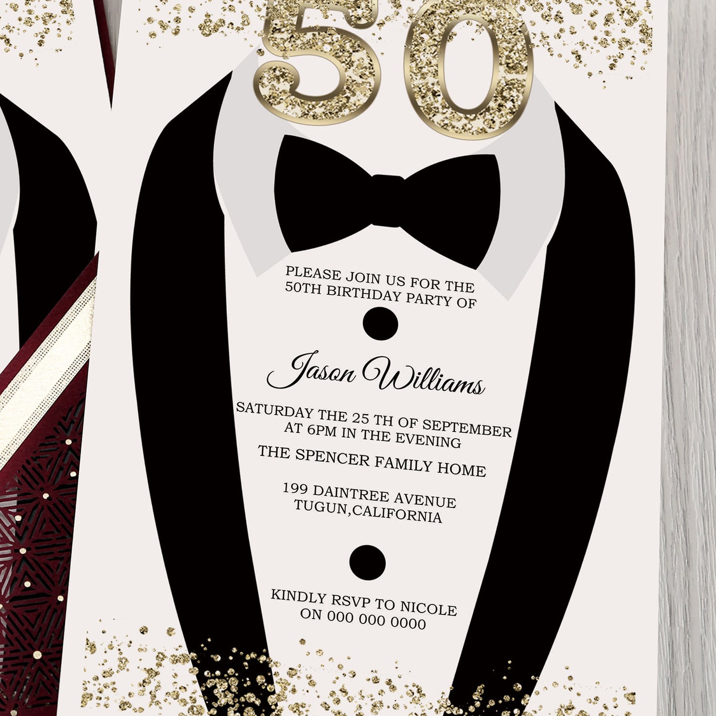 Burgundy Floral Laser cut invitation cards for Wedding, Anniversary, Quinceanera, Birthday