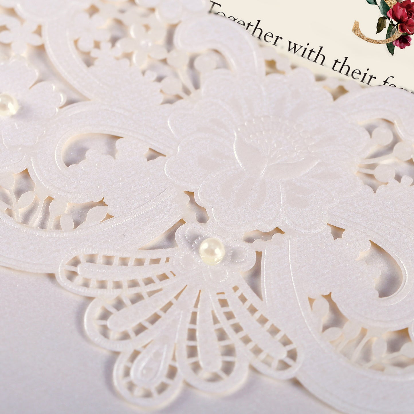 White Hollow Flora Laser Cut Invitation Cards,Invitations