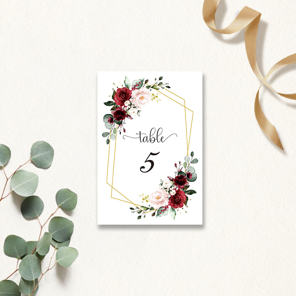 Burgundy rose Table Cards - DorisHome