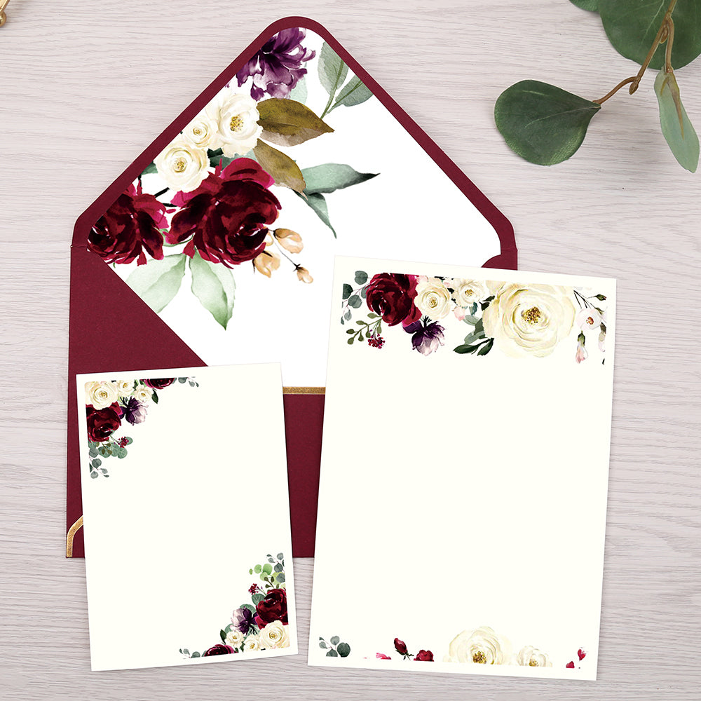 Pocket Burgundy Wedding Invitations Greeting Cards - DorisHome