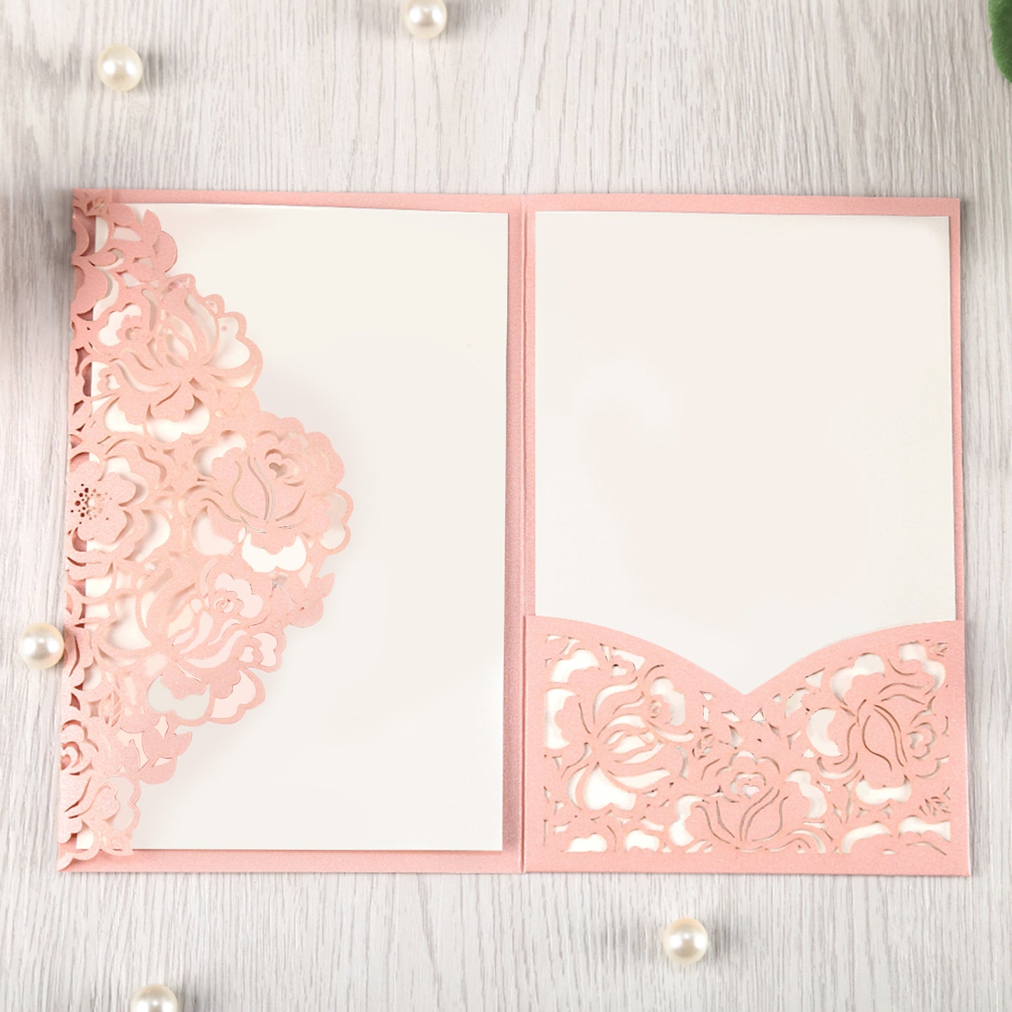Pink Floral Laser cut invitation cards for Quinceanera - DorisHome