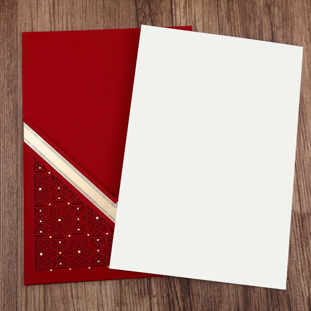 Red Floral Laser cut invitation cards for Wedding, Anniversary - DorisHome
