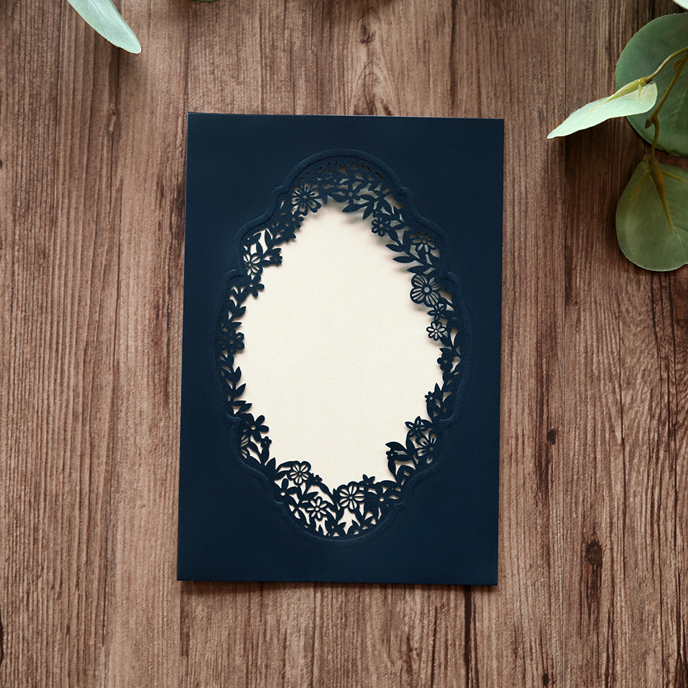 Pocket Navy Wedding Invitations Greeting Cards For Wedding - DorisHome