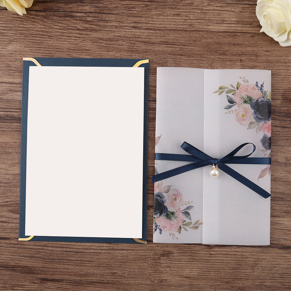 Pocket Navy Wedding Invitations Greeting Cards - DorisHome