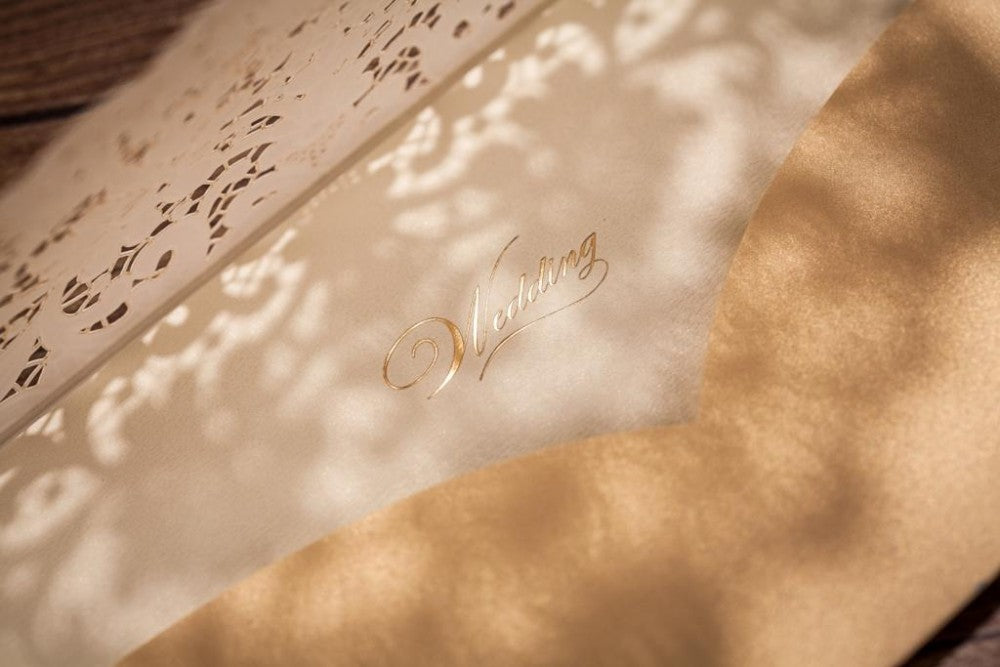 Gold Laser Cut Hollow Flora Wedding Invitation, Invitations - DorisHome