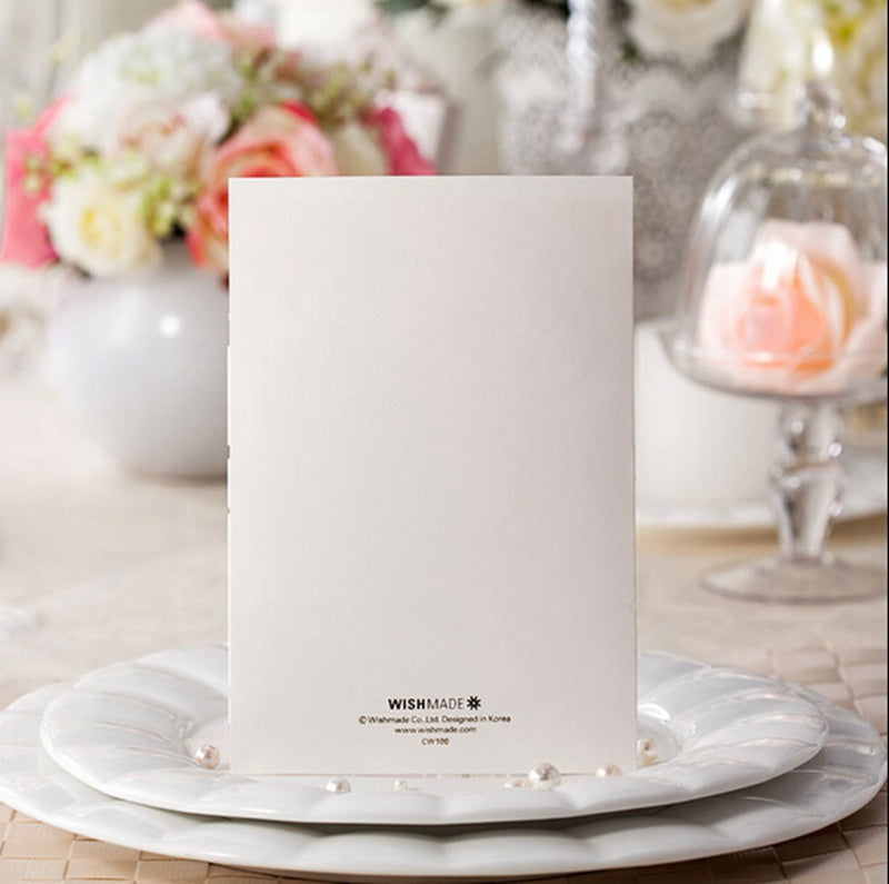 Ivory White Hollow Flora Laser Cut Invitation,Invitations,Doris Home - DorisHome