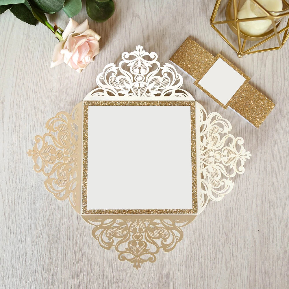 Square Gold Wedding Invitations for Wedding, Bridal Shower, Dinner, Party - DorisHome