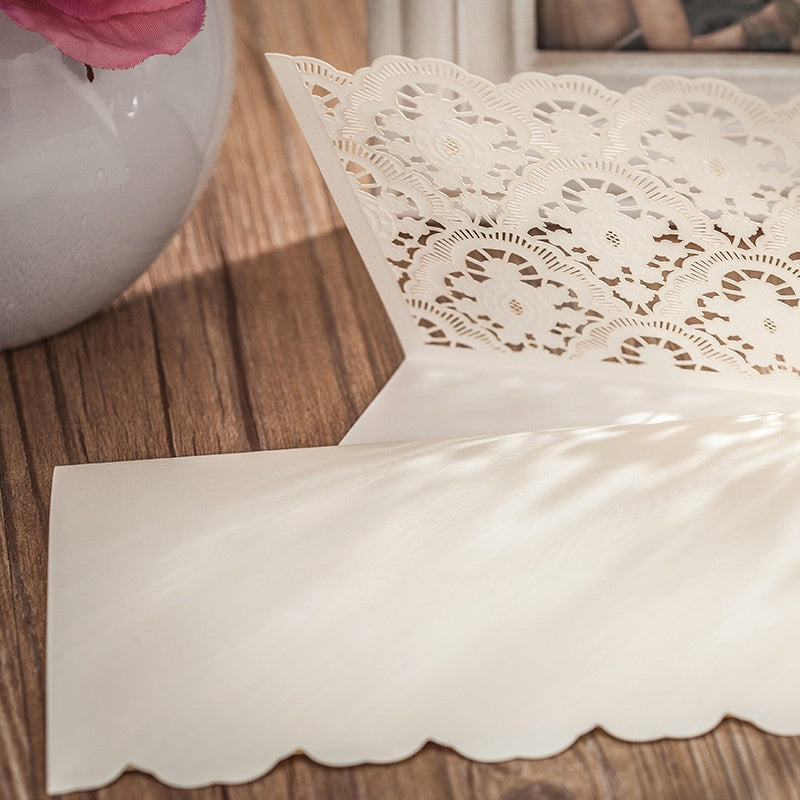 Ivory White Hollow Flora Laser Cut Invitation,Invitations,Doris Home - DorisHome