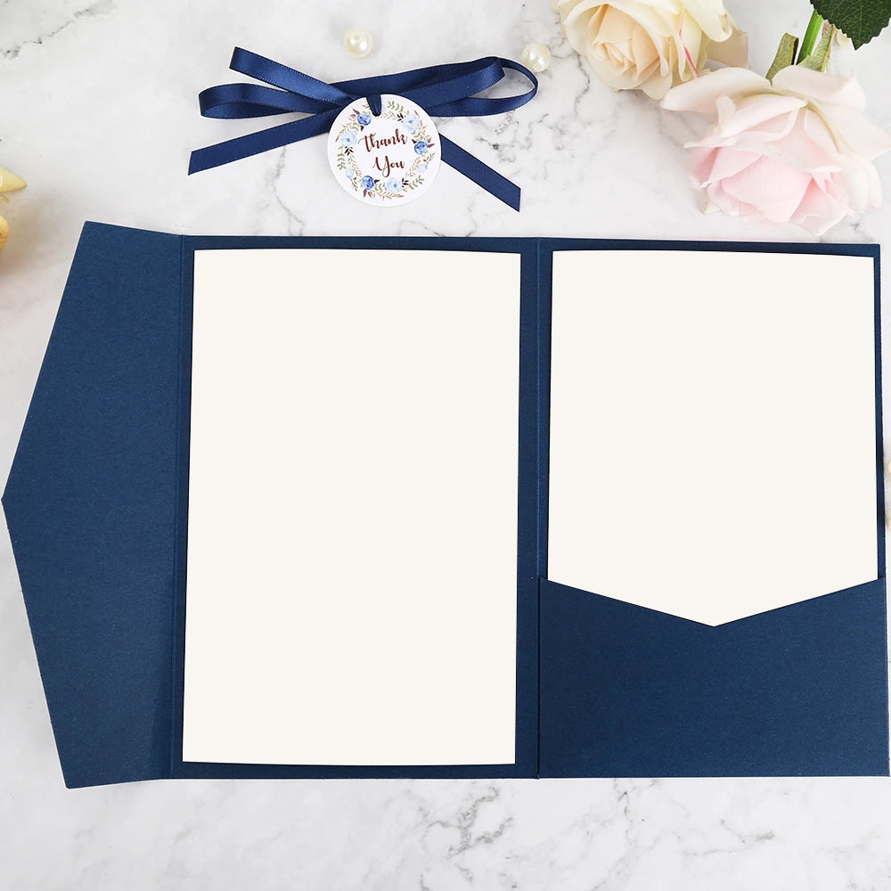 Pocket Blue Wedding Invitations Greeting Cards - DorisHome