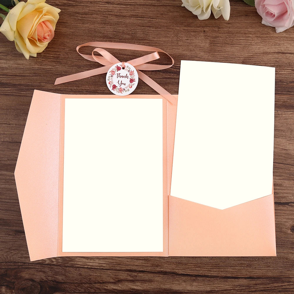 Pocket Pink Wedding Invitations Greeting Cards - DorisHome
