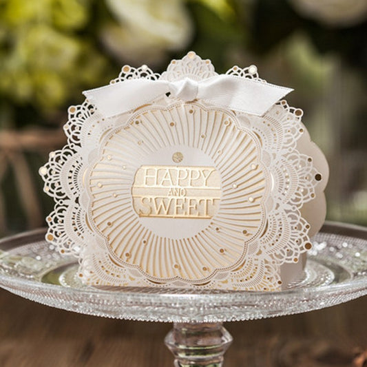 100pcs Gold and Lace Laser Design Candy Box Gift Boxes,CB5077 - DorisHome